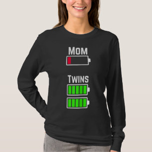 Tired Twin Mum Low Battery Charge T-Shirt