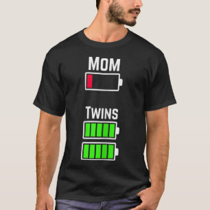 Tired Twin Mum Low Battery Charge T-Shirt