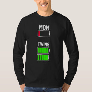 Tired Twin Mum  Low Battery  Mother's Day T-Shirt