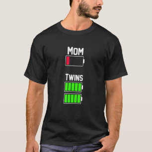 Tired Twin Mum Low Battery Mother's Day T-Shirt