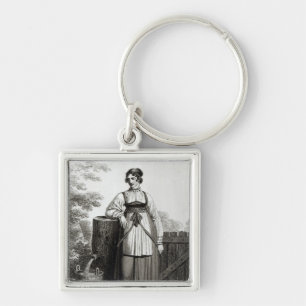 Tirollian Peasant Girl, 1817 Key Ring