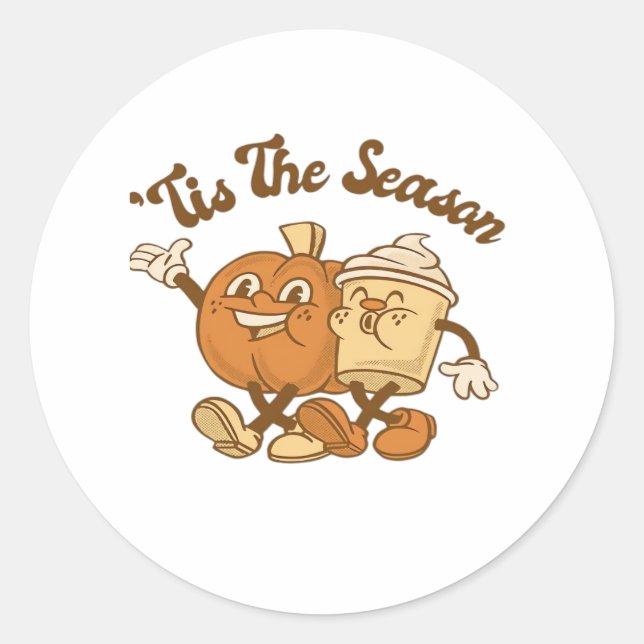 Tis Season Autumn It’s Fall Y’all Classic Round Sticker (Front)