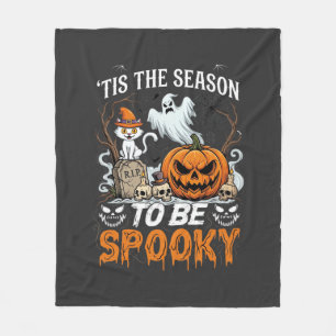 Tis Season Be Spooky Halloween Pumpkin Ghost Fleece Blanket