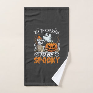 Tis Season Be Spooky Halloween Pumpkin Ghost Hand Towel