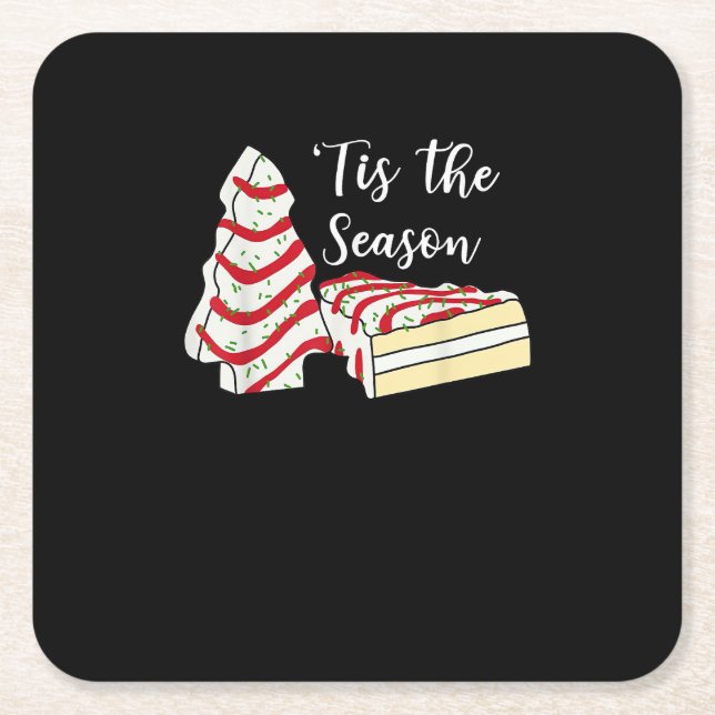 Tis Season Christmas Tree Costume Funny Graphic Square Paper Coaster (Front)