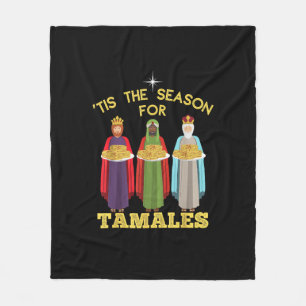 Tis Season For Tamales A Funny Mexican Christmas Fleece Blanket