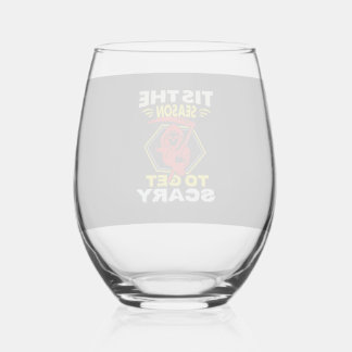 Tis Season Get Scary Grim Reaper Halloween Stemless Wine Glass