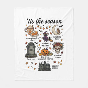 Tis Season Halloween Witch Pumpkin Skull_1 Fleece Blanket