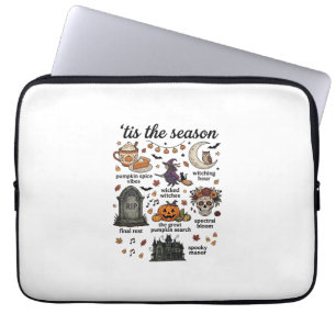 Tis Season Halloween Witch Pumpkin Skull_1 Laptop Sleeve