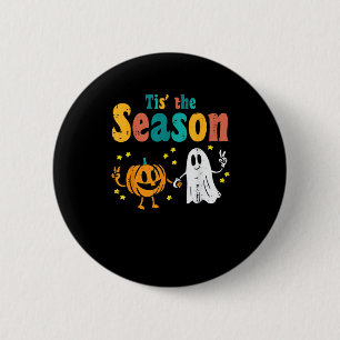 Tis Season Pumpkin Leaf Latte Fall Softball 6 Cm Round Badge