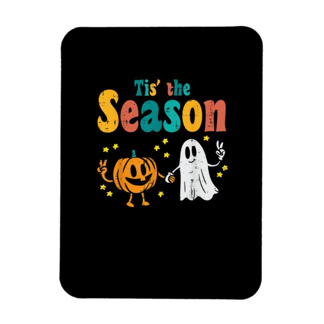 Tis Season Pumpkin Leaf Latte Fall Softball Magnet (Vertical)