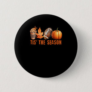 Tis Season Pumpkin Leaf Latte Fall Thanksgiving Fo 6 Cm Round Badge
