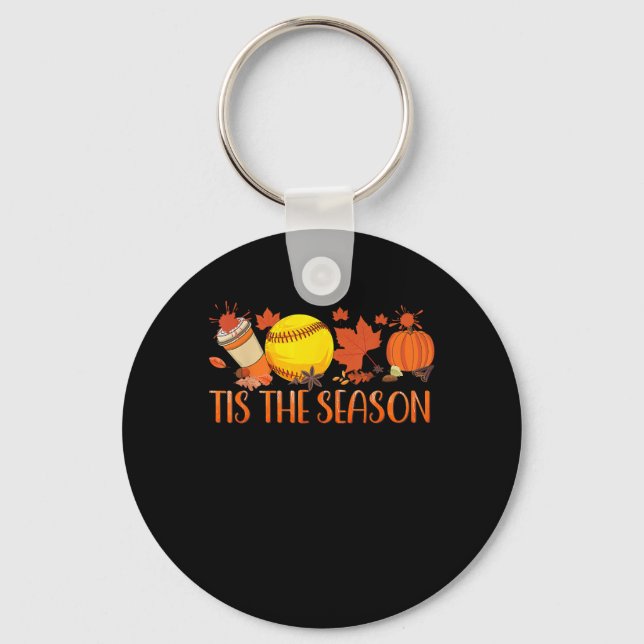 Tis Season Pumpkin Spice Latte Halloween Fall Coff Key Ring (Front)