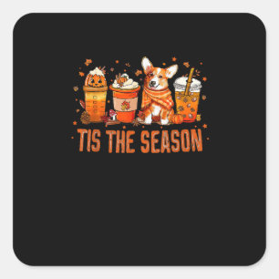 Tis Season Pumpkin Spice Latte Halloween Fall Coff Square Sticker