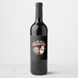 Tis Season Retro 70s 80s Vintage Groovy Cute Wine Label