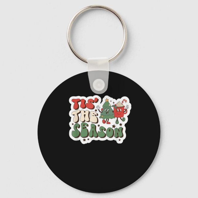 Tis Season Retro Funny Sloth Key Ring (Front)