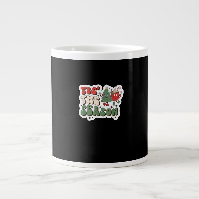 Tis Season Retro Funny Sloth Large Coffee Mug (Front)