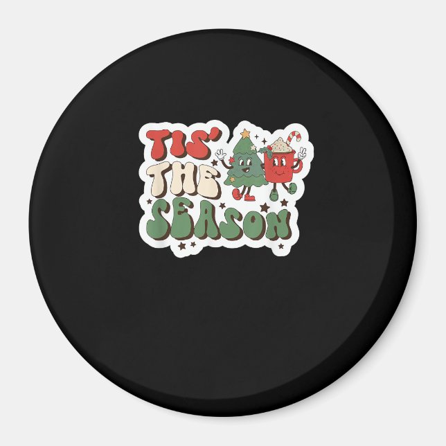 Tis Season Retro Funny Sloth Magnet (Front)