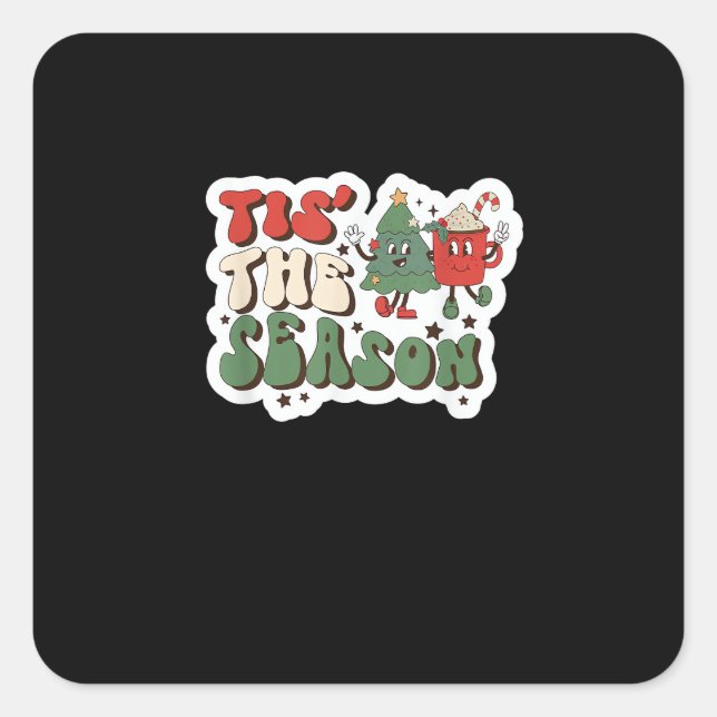 Tis Season Retro Funny Sloth Square Sticker (Front)