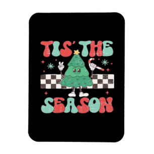 Tis Season Retro Womans Holiday Magnet