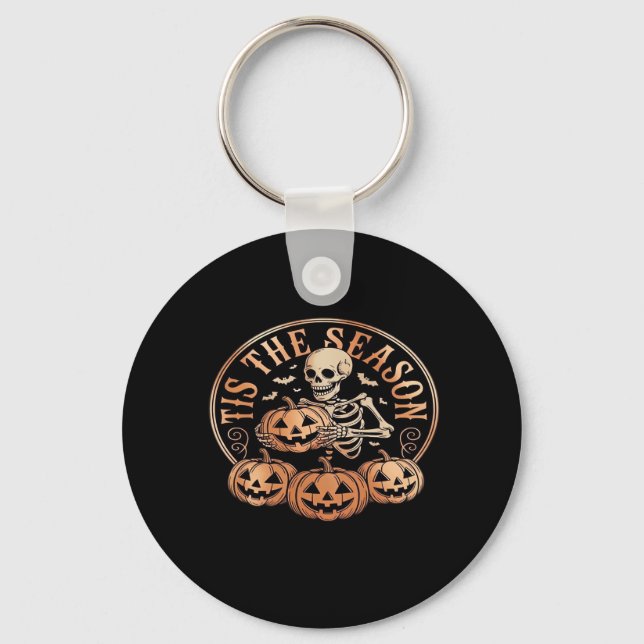 Tis Season Snowmobile Red Plaid Key Ring (Front)