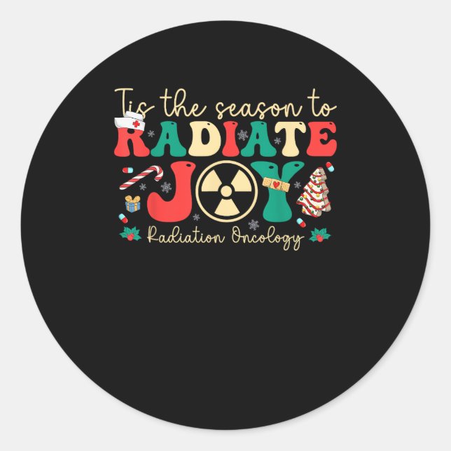 Tis Season To Joy Radiation Oncology Christmas Classic Round Sticker (Front)