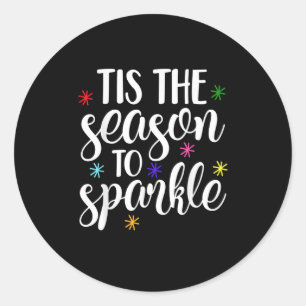 Tis Season To Sparkle Retro Classic Classic Round Sticker