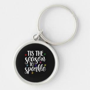 Tis Season To Sparkle Retro Classic Key Ring