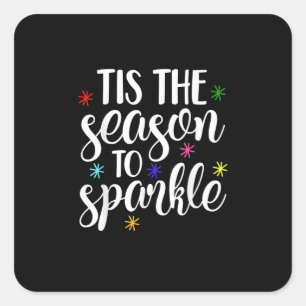 Tis Season To Sparkle Retro Classic Square Sticker