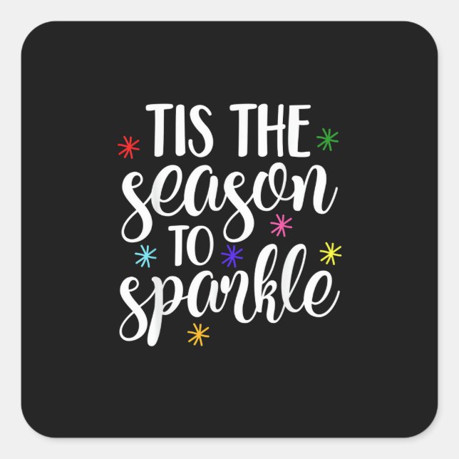 Tis Season To Sparkle Retro Classic Square Sticker (Front)
