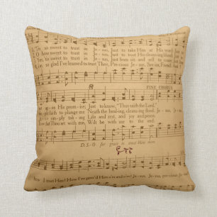 Tis So Sweet to trust in Jesus Vintage Hymn Music Cushion