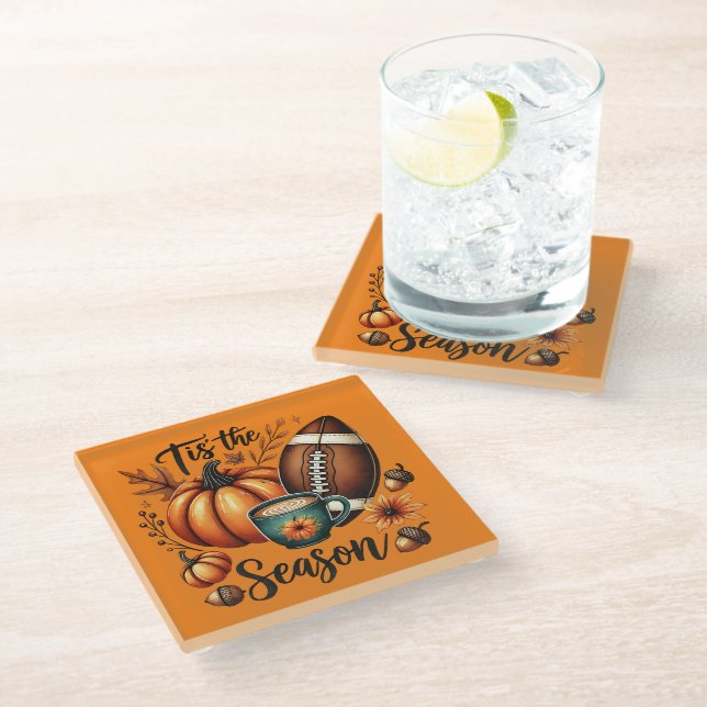 Tis the Fall Season Glass Coaster (Angled)