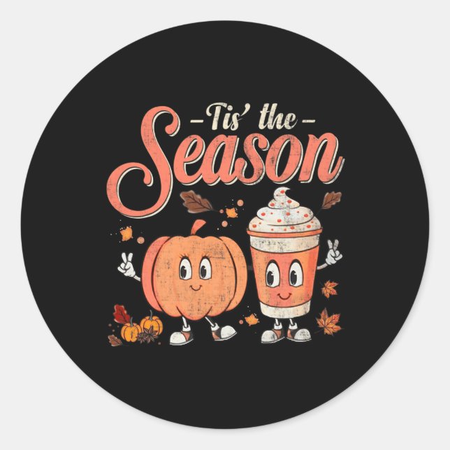 Tis The Fun Season Pumpkin Spice Fun Fall Vibes Au Classic Round Sticker (Front)