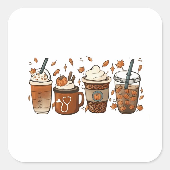 Tis the Latte Season Pumpkin Spice Coffee Autumn  Square Sticker (Front)