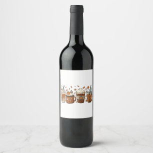 Tis the Latte Season Pumpkin Spice Coffee Autumn Wine Label
