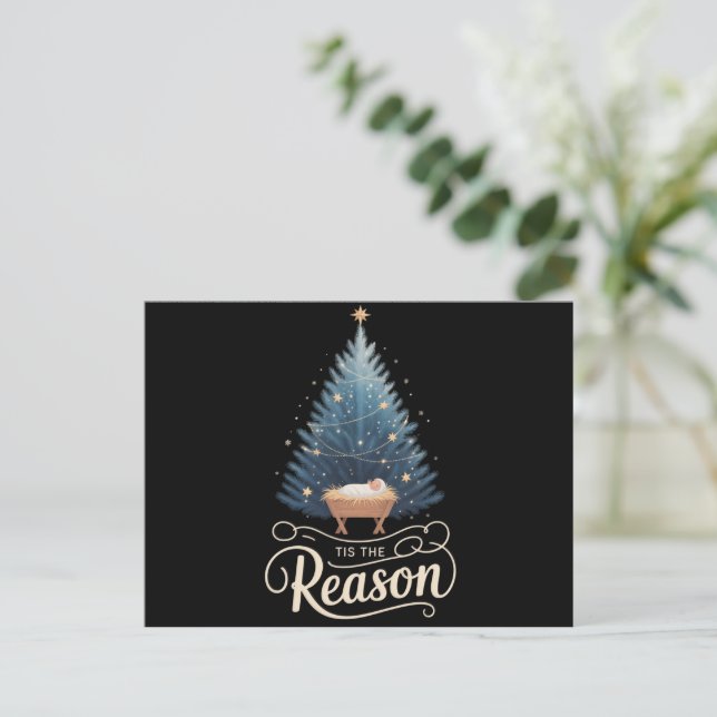 Tis The Reason Christian Religious Christmas Bible Holiday Postcard (Standing Front)