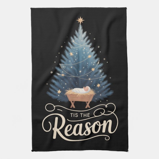 Tis The Reason Christian Religious Christmas Bible Tea Towel (Vertical)