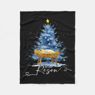 Tis The Reason Jesu Christian Christmas Tree Nativ Fleece Blanket
