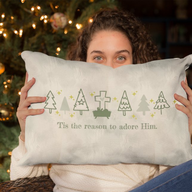 TIS THE REASON Nativity & Cross Multi Christmas Lumbar Cushion (Creator Uploaded)