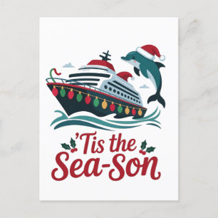Tis The Sea-son Family Matching Cruising Ship  Holiday Postcard