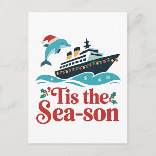 tis the sea-son Funny Cruising Family Matching Announcement Postcard