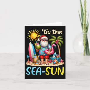 Tis The Sea Sun Hawaiian Santa Claus Christmas In Card