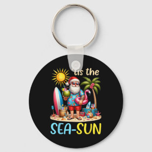 Tis The Sea Sun Hawaiian Santa Claus Christmas In Key Ring