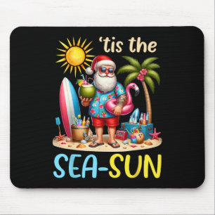 Tis The Sea Sun Hawaiian Santa Claus Christmas In Mouse Pad