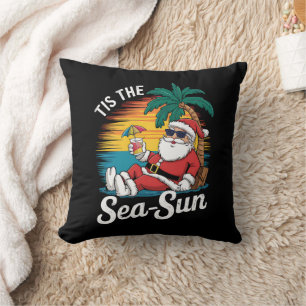Tis The Sea Sun Santa Beach Christmas In Juy Cushion
