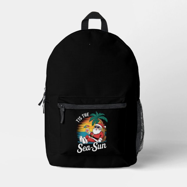 Tis The Sea Sun Santa Beach Christmas In Juy  Printed Backpack (Front)