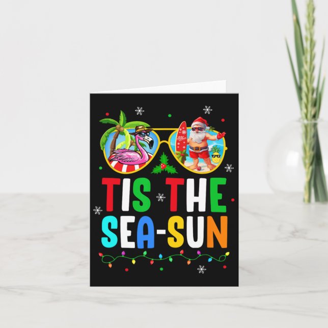 Tis The Sea Sun Santa Beach Summer Christmas In Ju Card (Front)