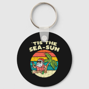 Tis The Sea Sun Santa Beach Summer Christmas In Ju Key Ring