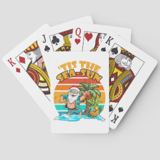 Tis The Sea-Sun Santa Beach Summer Season Christma Playing Cards