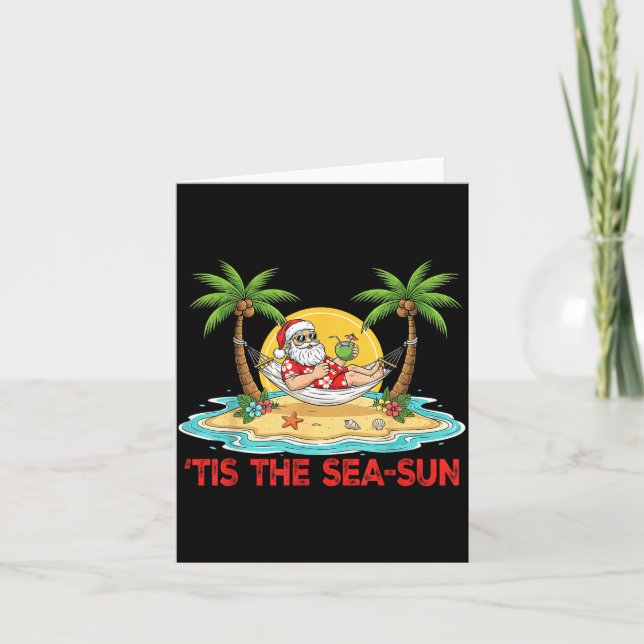 Tis The Sea-sun Santa Beach Vibes Christmas In Jul Card (Front)